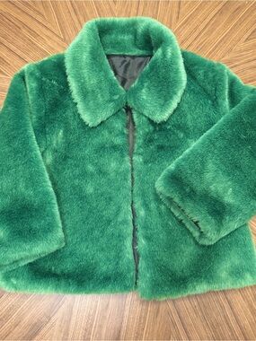 Womens Emerald Green Faux Fur Coat - Stylish Warm Jacket